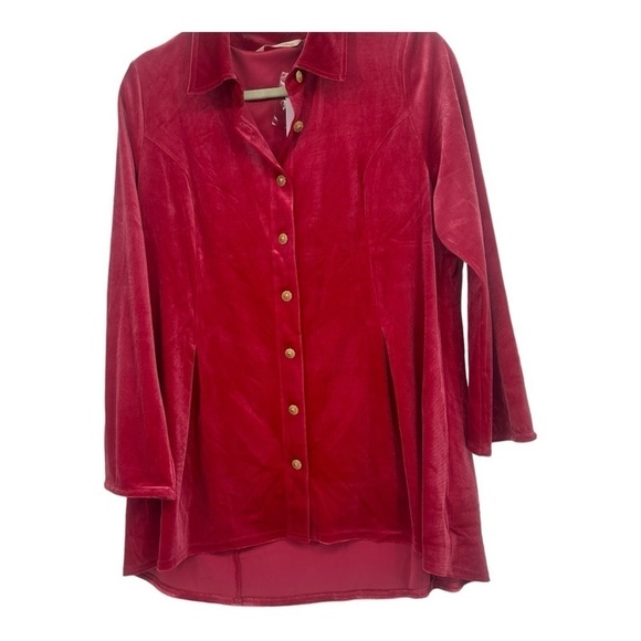 NEW Soft Surroundings Enchanted Velvet Shirt in Sangria Red Size XL - Picture 3 of 7